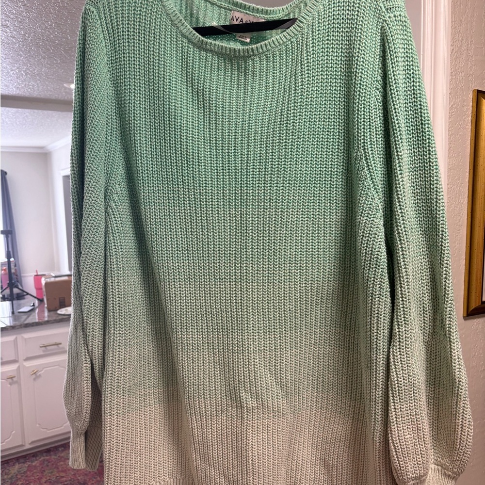 Ava & Viv Size 4x Teal ombré sweater